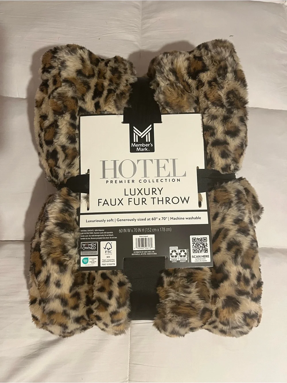 Member's Mark Hotel Luxury Faux Fur Throw - Leopard Print